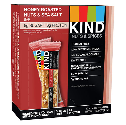 Be Kind Nut Bars Honey Roasted Nuts & Sea Salt 40g 12 Pk