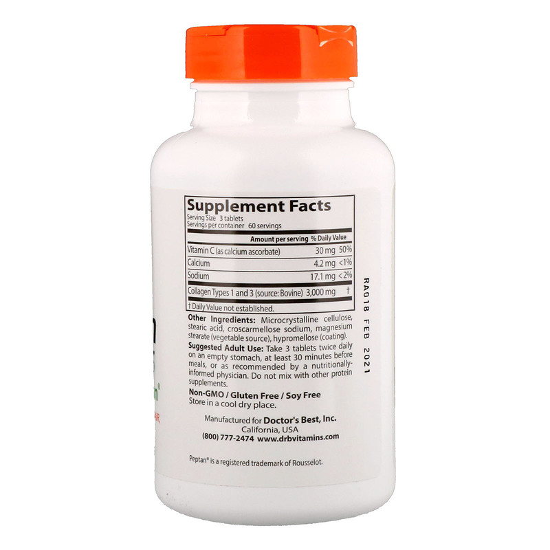 Doctor's Best Collagen Types 1 & 3 1000mg 180 Tablets - Image 2