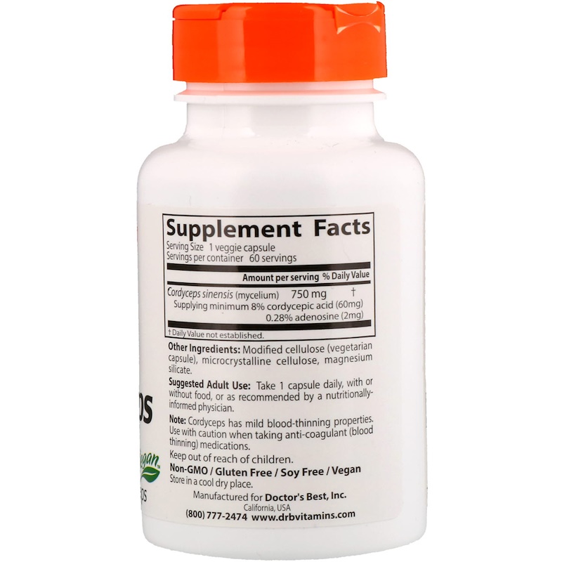 Doctor's Best Ultra Cordyceps 750mg 60 Capsules - Image 2