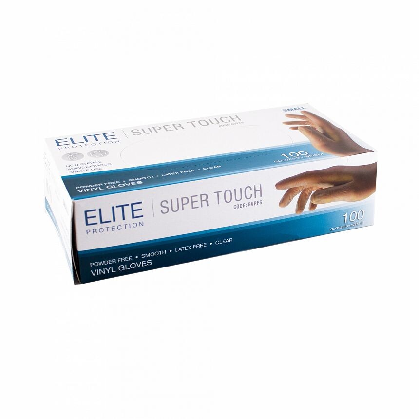 Elite Vinyl Gloves Latex Free Powder Free Clear Small Size 100s
