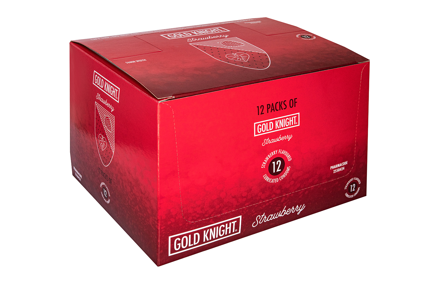 Gold Knight Condoms Strawberry Flavoured 56mm Width 12 x 12 PK