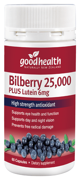 Good Health Bilberry 25,000mg Plus Lutein 6mg 60 Capsules
