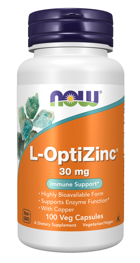 Now Foods L-Optizinc 30mg with Copper 100 Capsules