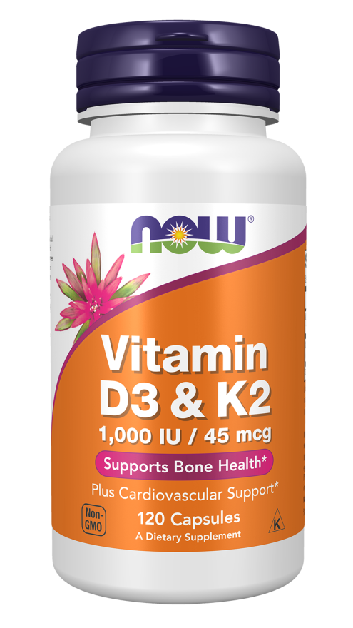 Now Foods Vitamin D3 1000IU & K2 45mcg 120 Capsules