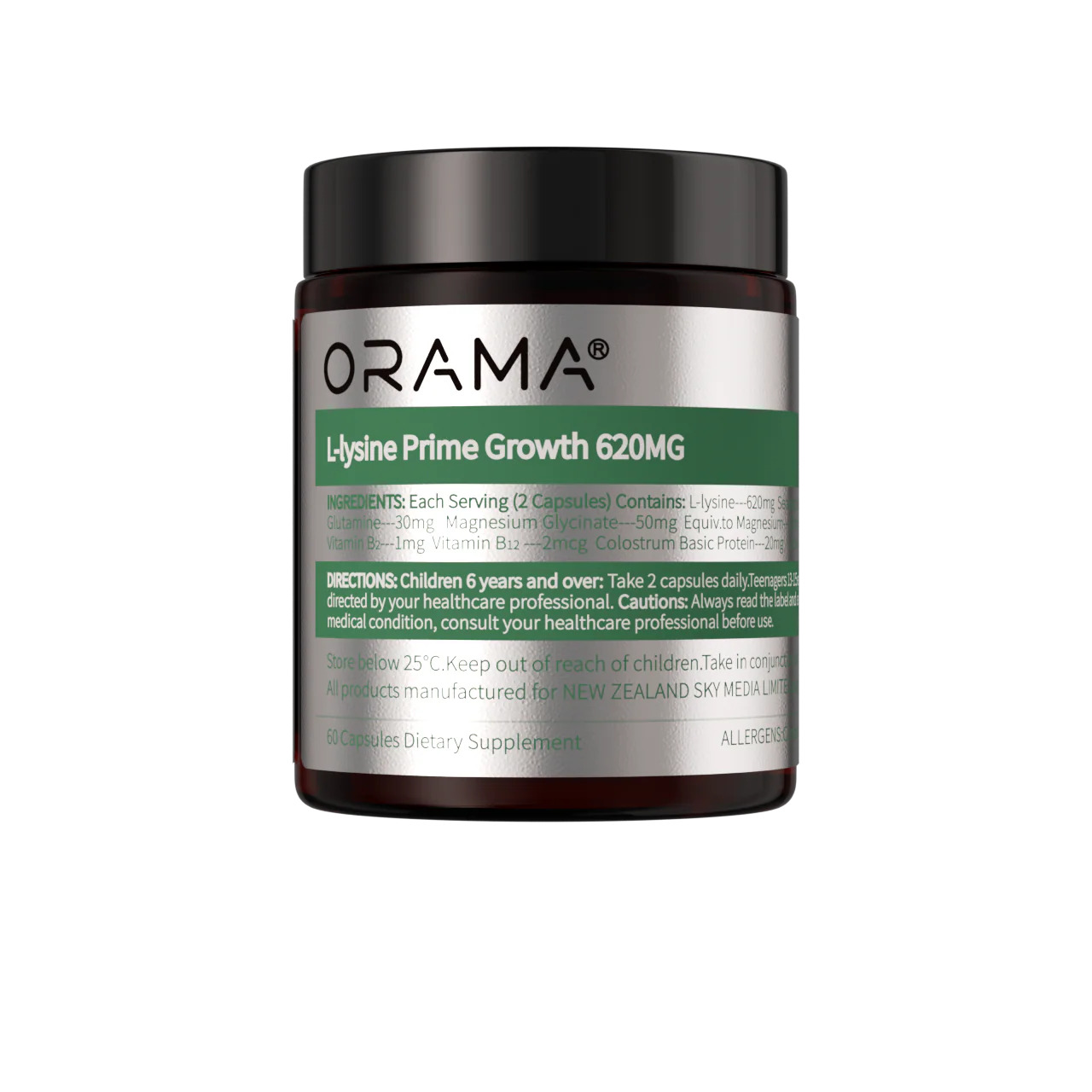ORAMA L-Lysine Prime Growth 620mg 60 Capsules