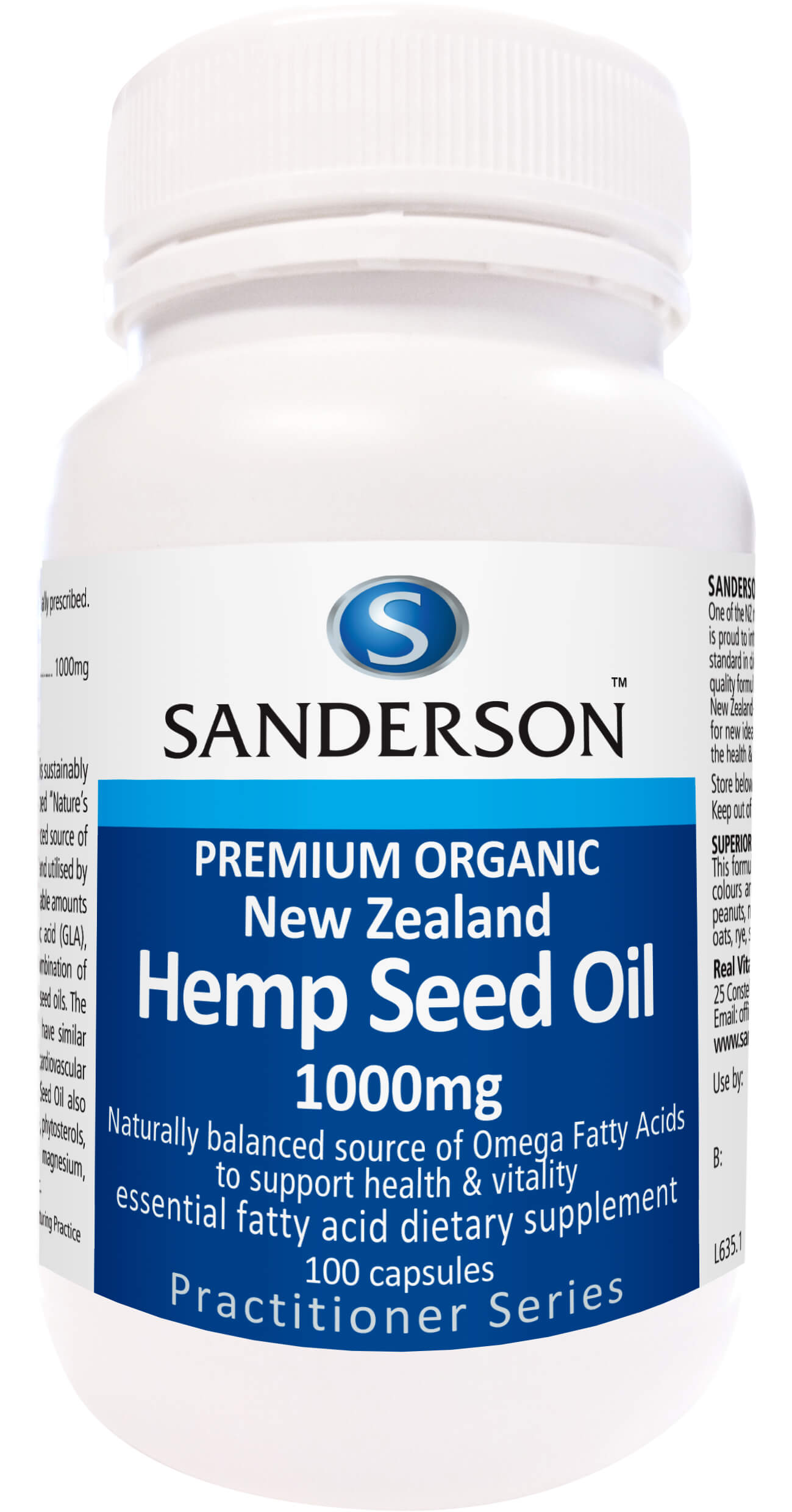 Sanderson Certified Organic NZ Hemp Seed Oil 1000mg 100 Capsules