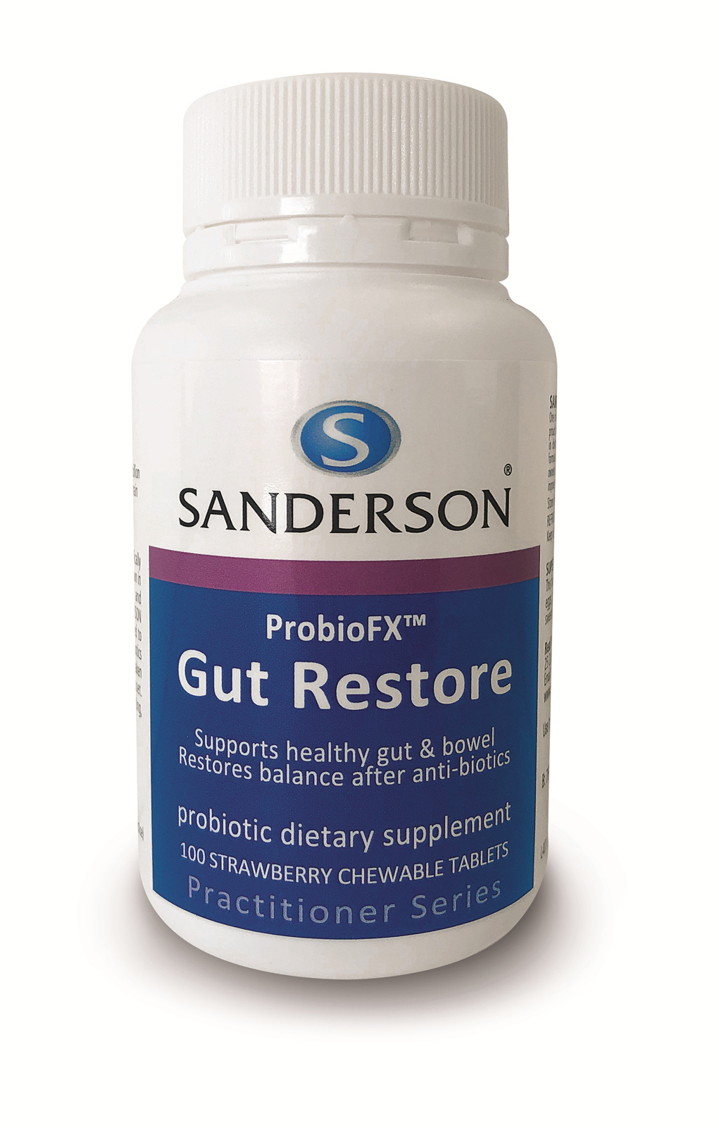Sanderson Probiotic Gut Restore Strawberry Chewable 100 Tablets