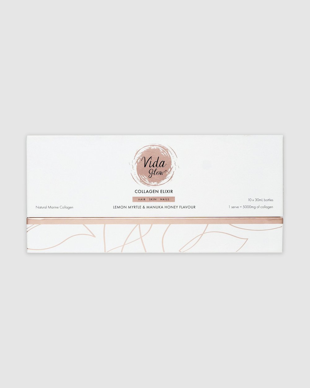 Vida Glow Collagen Elixir Lemon Myrtle & Manuka Honey Flavour 10x30ml bottles