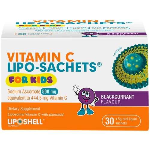 Vitamin C Lipo Sachets 30 Pk for Kids Blackcurrant Flavour